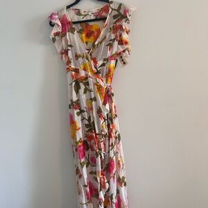 Floral Asymmetrical Dress with Ruffle Sleeves